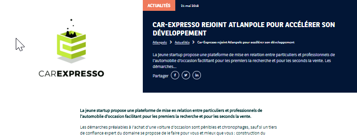 Car-Expresso rejoint Atlanpole pour accélérer son développement